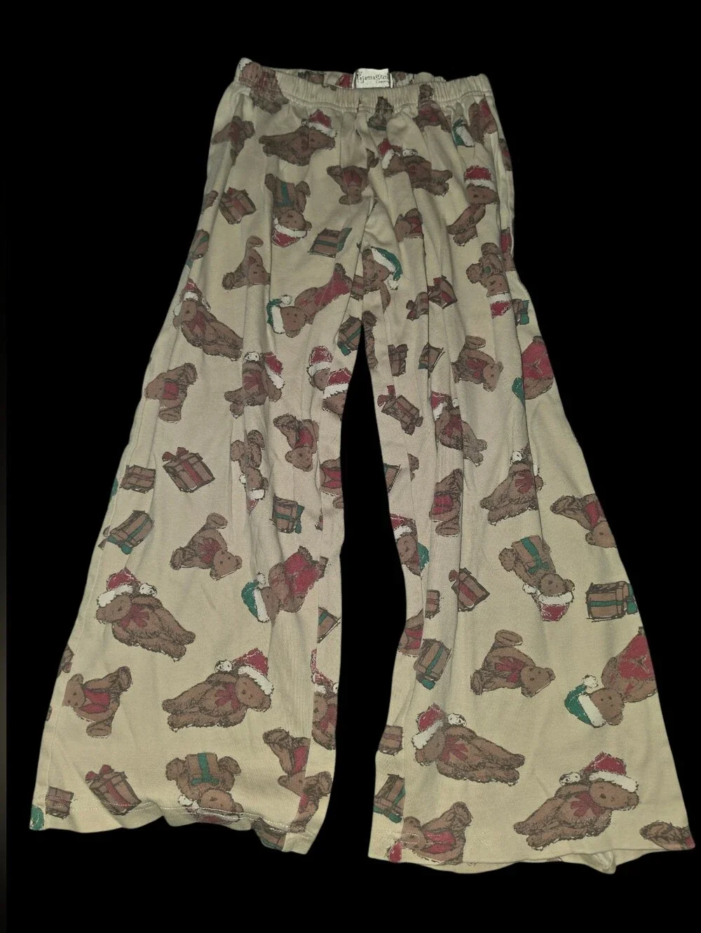 8/2/34.The Pajama Gram Compamy Holiday Teddy Bear Pajama Pants for Girls - Beige